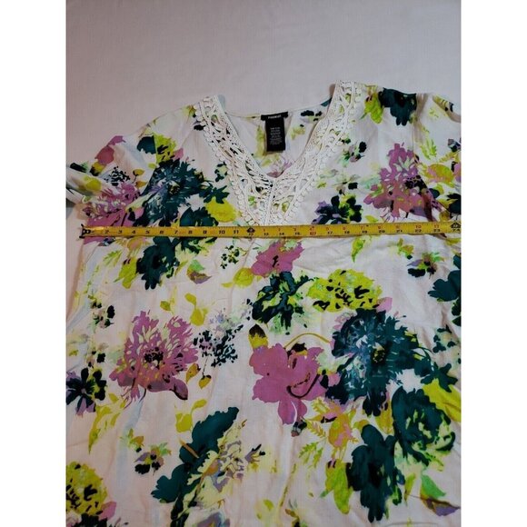 Premise Womens Belize City Floral Lace-Trim Tunic Top Linen/Rayon Blend Size XXL - Picture 8 of 16